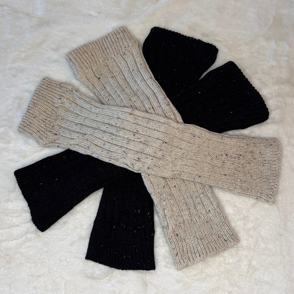 Knit Leg Warmers, Y2K Style, 2 Pairs, Black set & Cream set